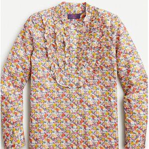 J. Crew Liberty London Button Up Shirt Women's XS Floral Cottage Ruffle Spring
